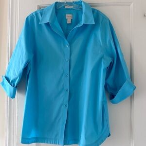Chico’s No Iron  Cotton  Shirt Preppy  Officecore Coastal Basic